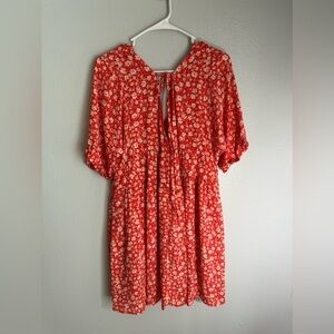 Mittoshop Orange Floral Babydoll Dress Size Medium